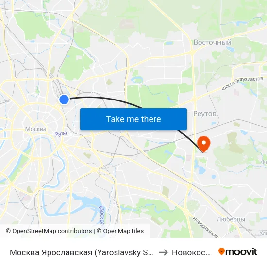 Москва Ярославская (Yaroslavsky Station) to Новокосино map
