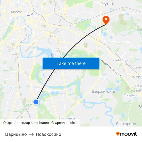 Царицыно to Новокосино map