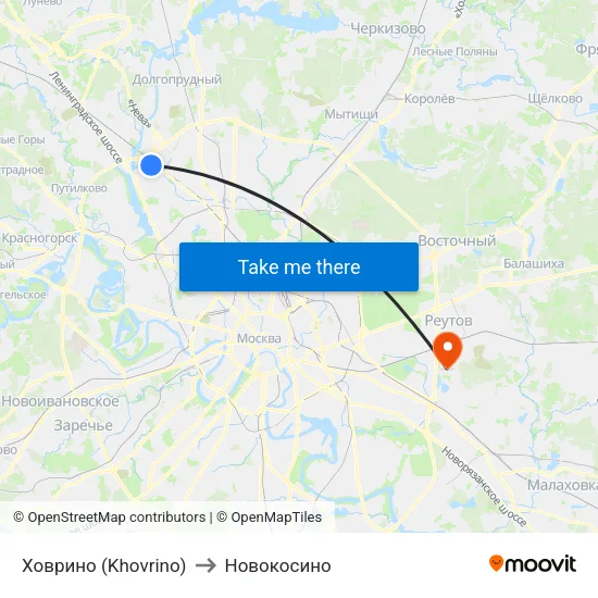 Ховрино (Khovrino) to Новокосино map