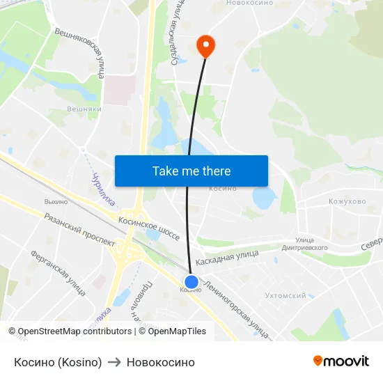 Косино (Kosino) to Новокосино map