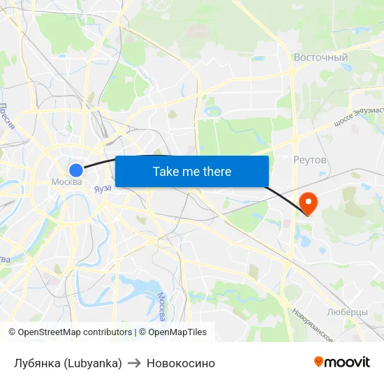 Лубянка (Lubyanka) to Новокосино map