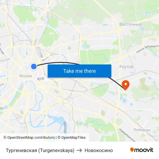 Тургеневская (Turgenevskaya) to Новокосино map
