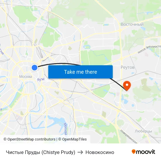 Чистые Пруды (Chistye Prudy) to Новокосино map