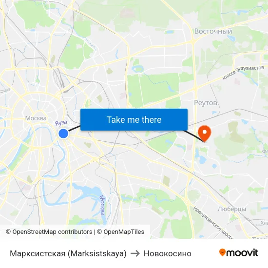 Марксистская (Marksistskaya) to Новокосино map