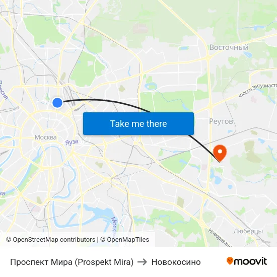 Проспект Мира (Prospekt Mira) to Новокосино map