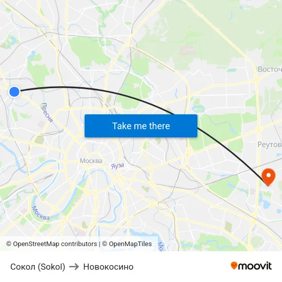 Сокол (Sokol) to Новокосино map