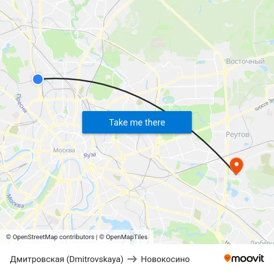 Дмитровская (Dmitrovskaya) to Новокосино map