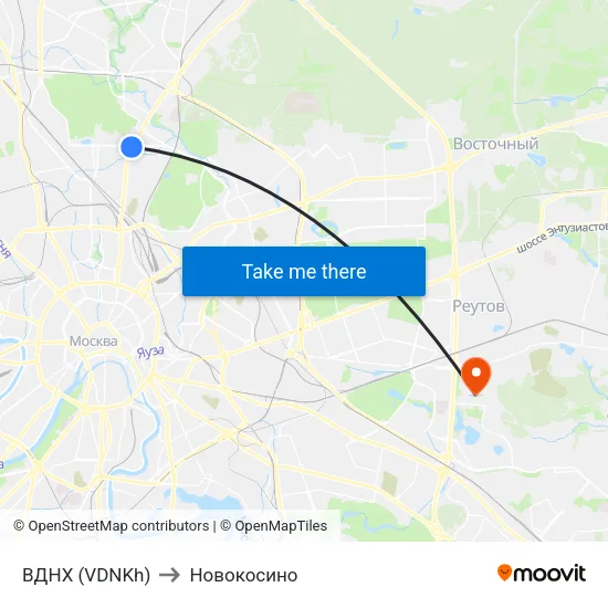 ВДНХ (VDNKh) to Новокосино map