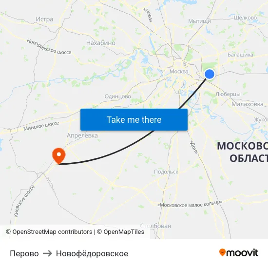 Перово to Новофёдоровское map