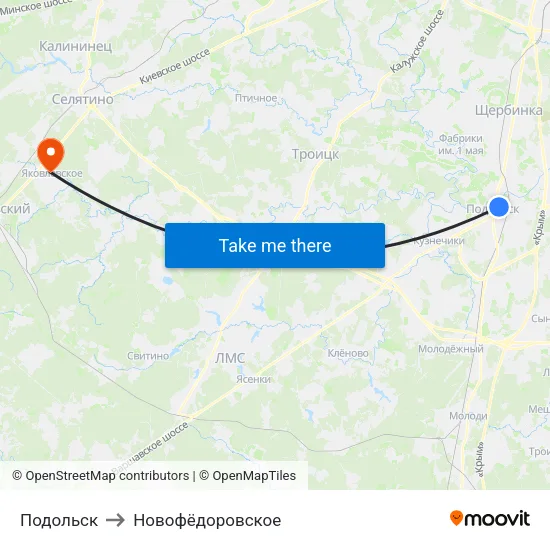 Подольск to Новофёдоровское map