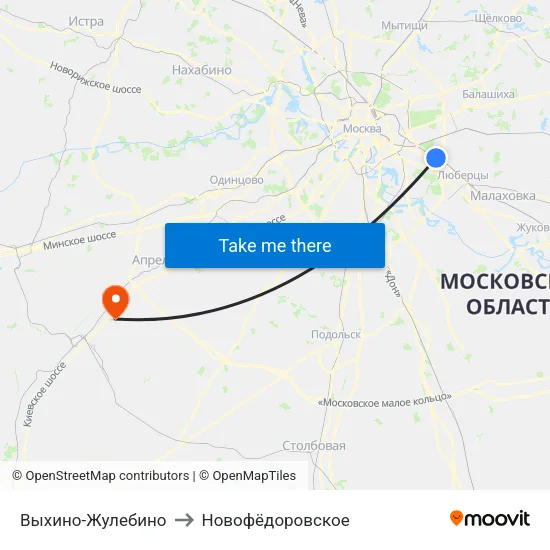 Выхино-Жулебино to Новофёдоровское map