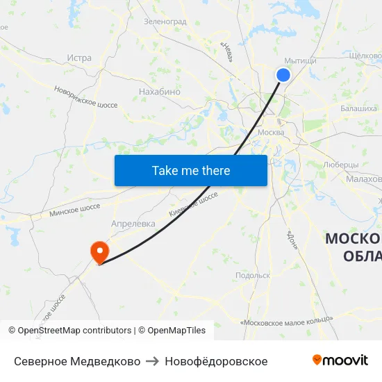 Северное Медведково to Новофёдоровское map