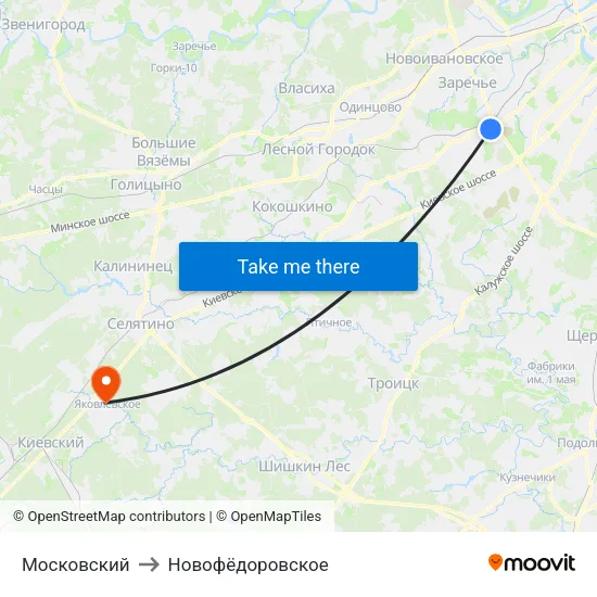 Московский to Новофёдоровское map