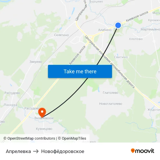Апрелевка to Новофёдоровское map