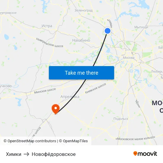 Химки to Новофёдоровское map