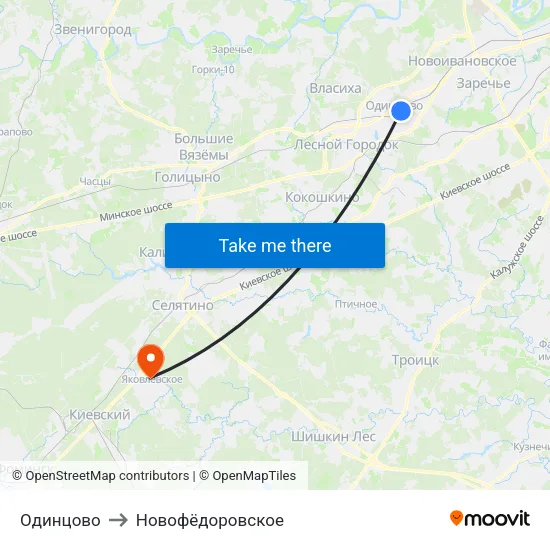 Одинцово to Новофёдоровское map