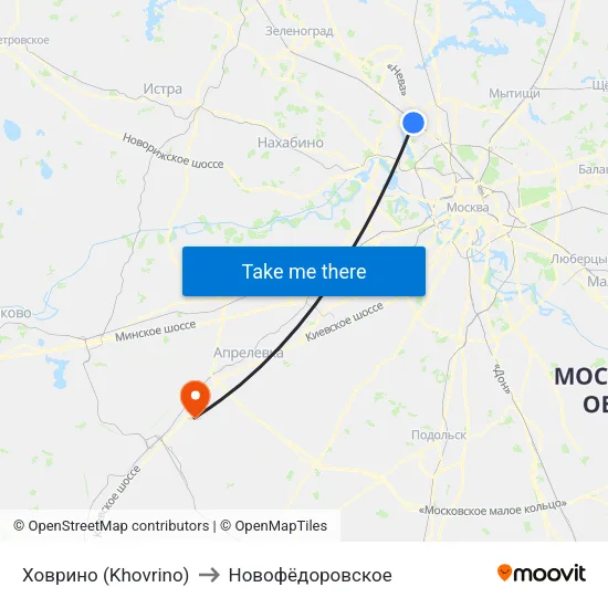 Ховрино (Khovrino) to Новофёдоровское map