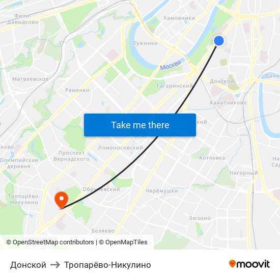 Донской to Тропарёво-Никулино map