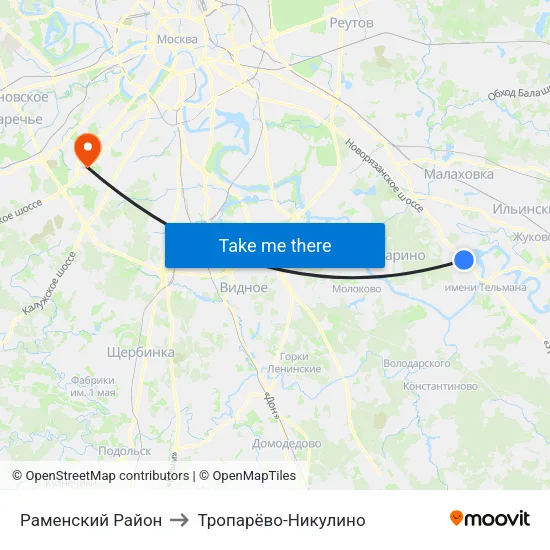 Раменский Район to Тропарёво-Никулино map