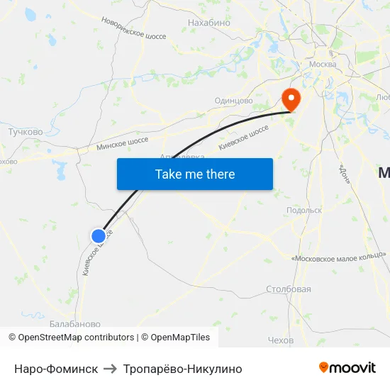 Наро-Фоминск to Тропарёво-Никулино map