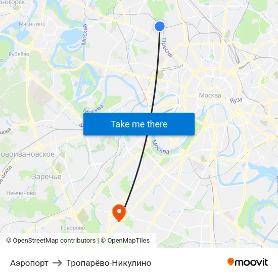 Аэропорт to Тропарёво-Никулино map