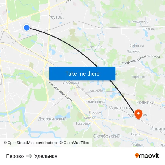 Перово to Удельная map