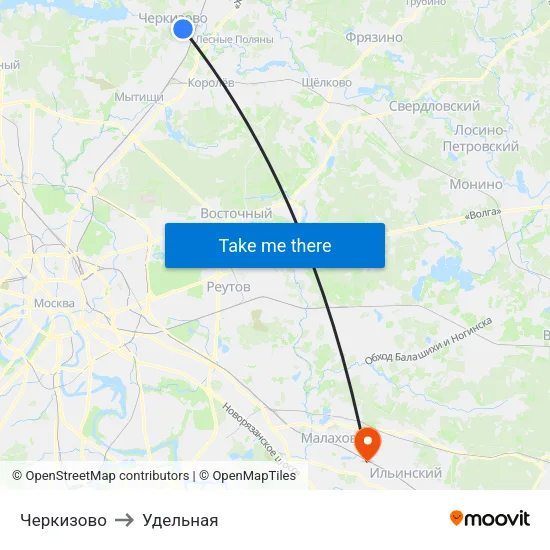 Черкизово to Удельная map