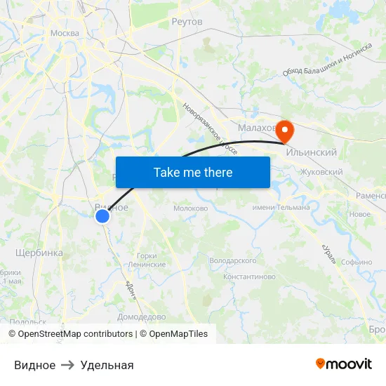 Видное to Удельная map