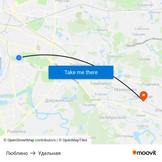 Люблино to Удельная map