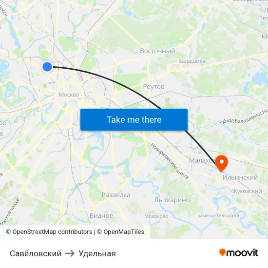 Савёловский to Удельная map