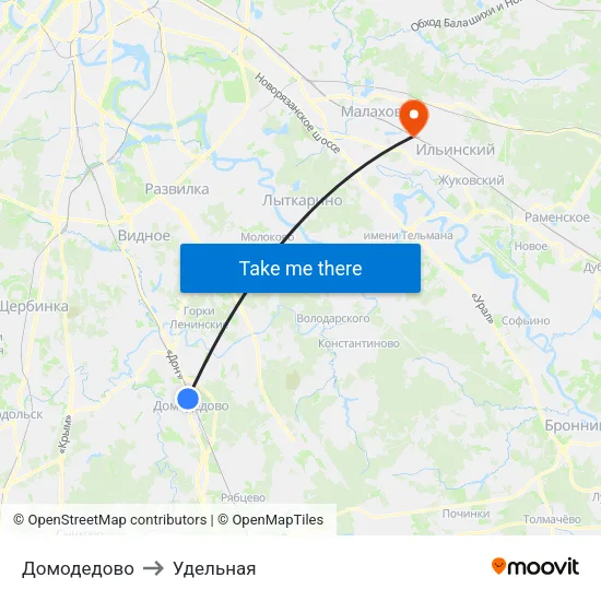 Домодедово to Удельная map