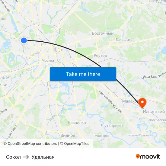 Сокол to Удельная map