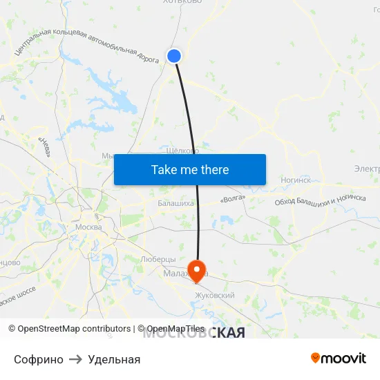 Софрино to Удельная map