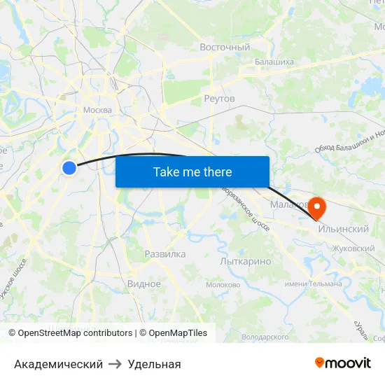 Академический to Удельная map