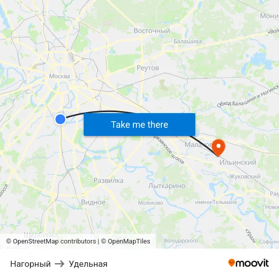 Нагорный to Удельная map