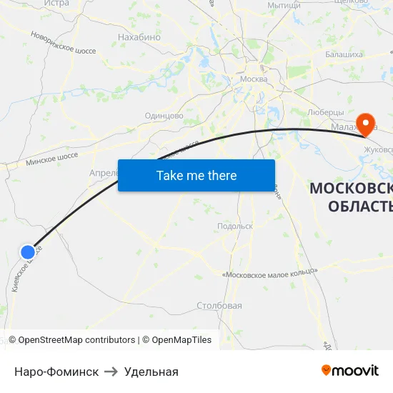 Наро-Фоминск to Удельная map