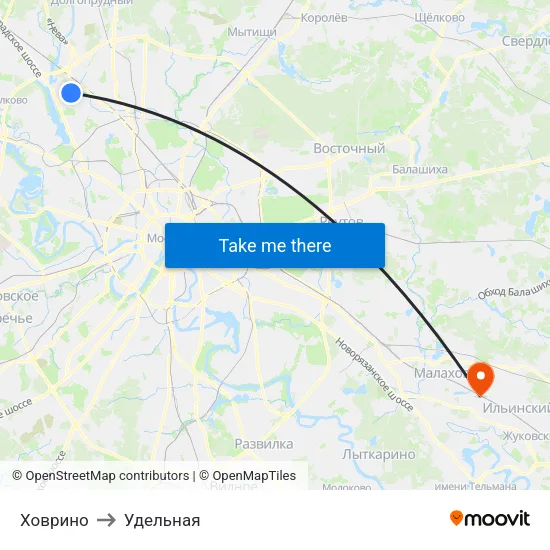 Ховрино to Удельная map
