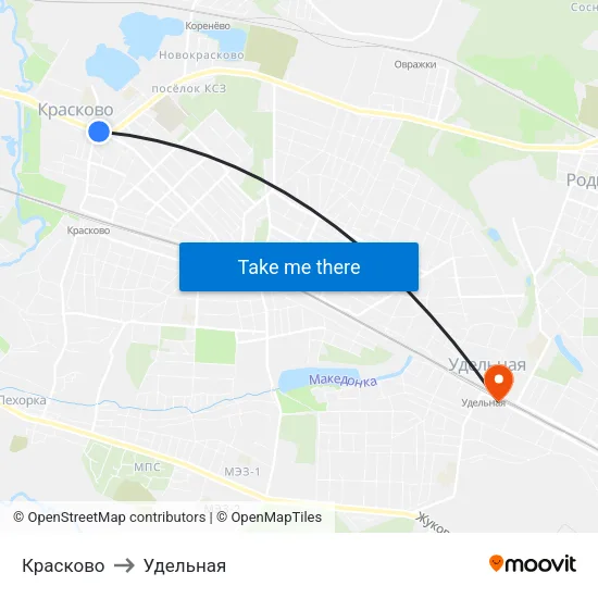 Красково to Удельная map