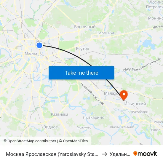 Москва Ярославская (Yaroslavsky Station) to Удельная map