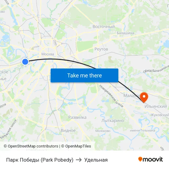 Парк Победы (Park Pobedy) to Удельная map