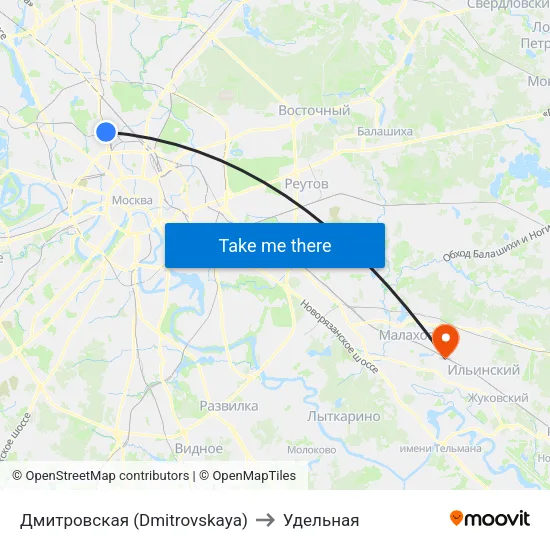 Дмитровская (Dmitrovskaya) to Удельная map
