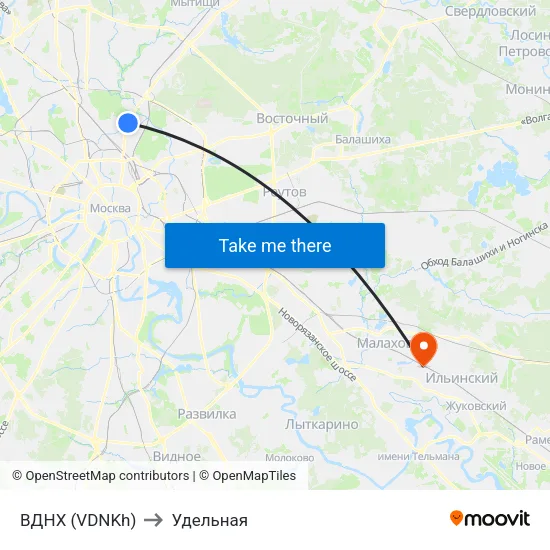 ВДНХ (VDNKh) to Удельная map
