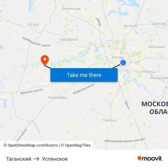 Таганский to Успенское map