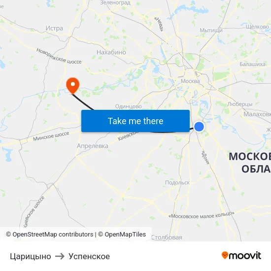 Царицыно to Успенское map