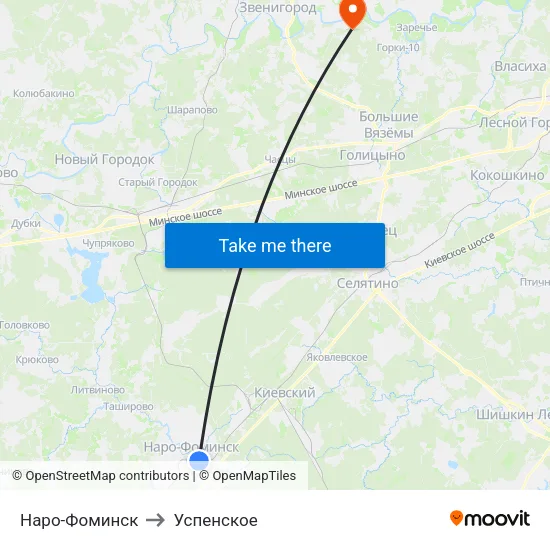 Наро-Фоминск to Успенское map