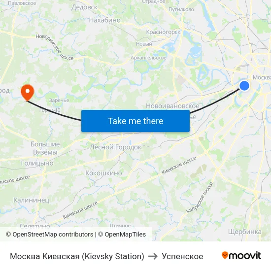 Москва Киевская (Kievsky Station) to Успенское map