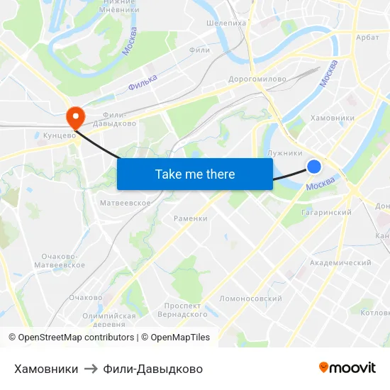 Хамовники to Фили-Давыдково map