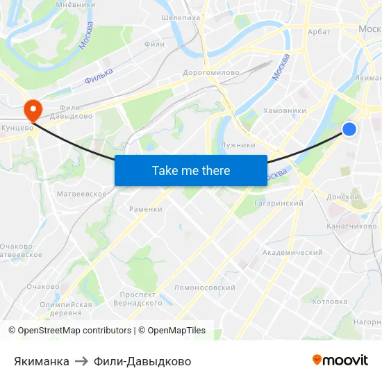 Якиманка to Фили-Давыдково map