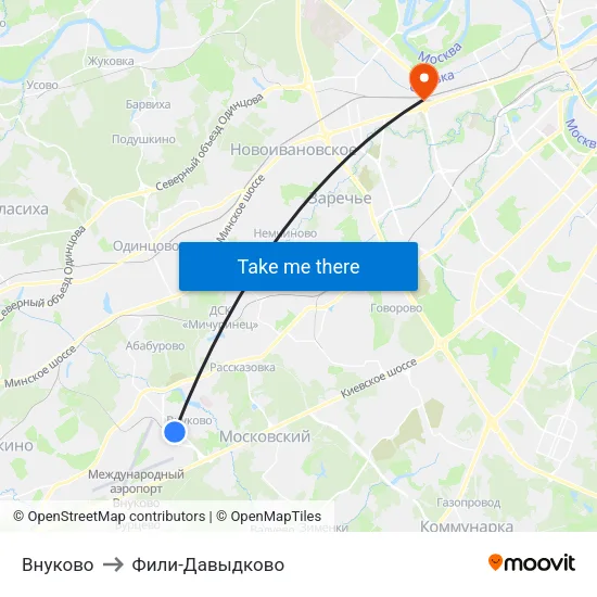Внуково to Фили-Давыдково map