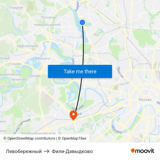 Левобережный to Фили-Давыдково map